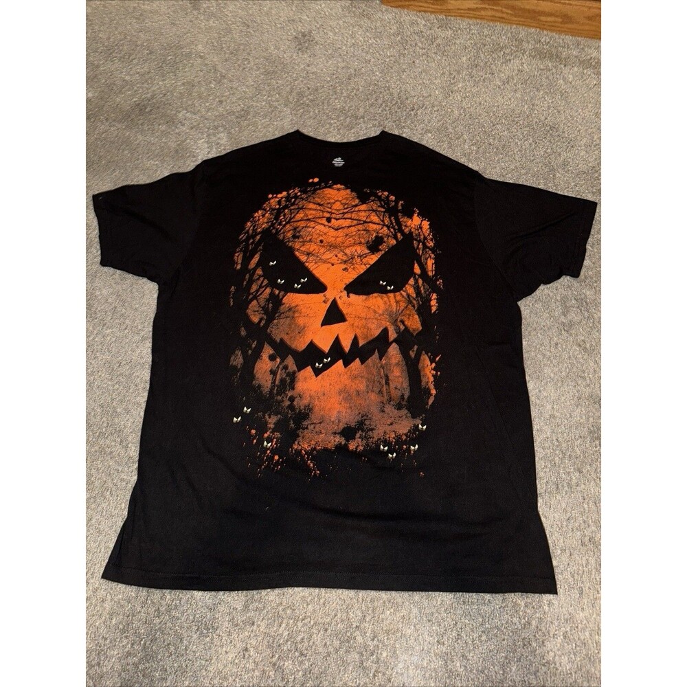 Halloween Scary Pumpkin T-shirt Adult Black  Way to Celebrate 2XL Size 50-52